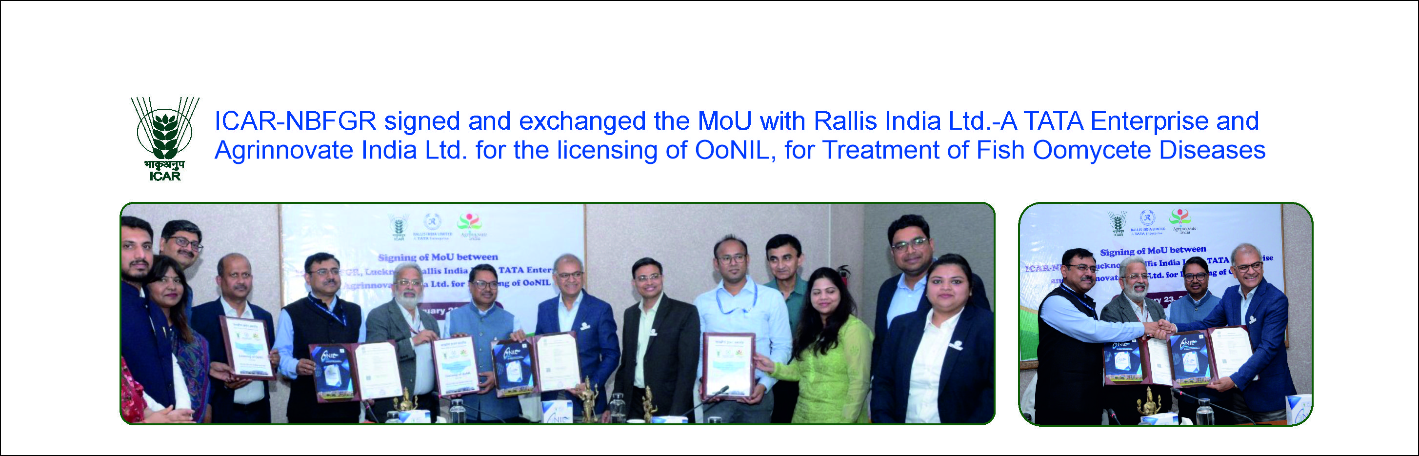 MoU with Rallis India Ltd.-A TATA Enterprise and Agrinnovate India Ltd.